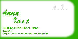 anna kost business card